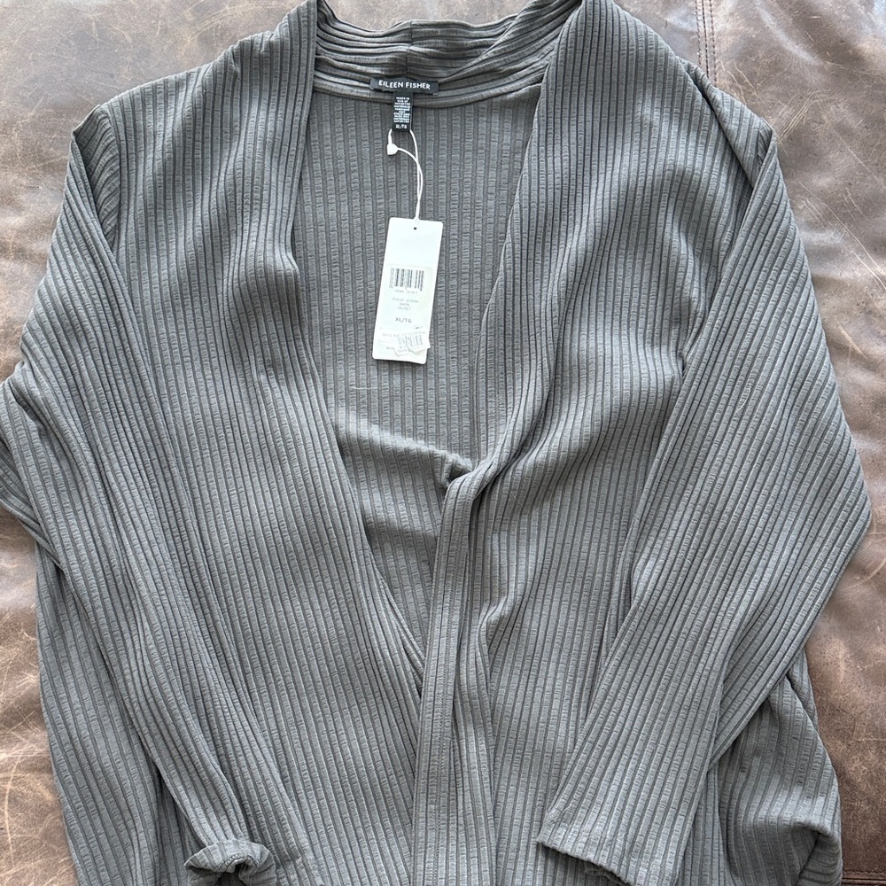 Eileen Fisher Dark Gray Ribbed Jacket